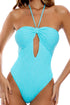 Luli Fama Vibras Halter Keyhole Bandeau One Piece